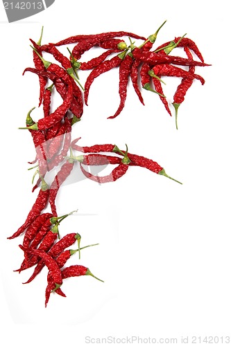 Image of f - alphabet sign from hot chili
