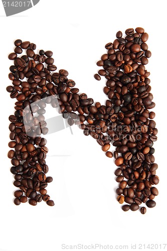 Image of N - alphabet from coffee beans