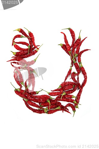 Image of u - alphabet sign from hot chili