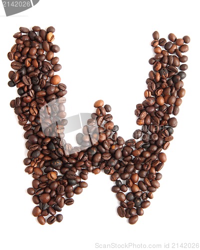 Image of W - alphabet from coffee beans