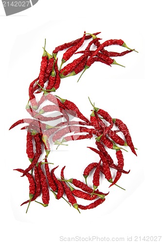 Image of 6 - number from red chili