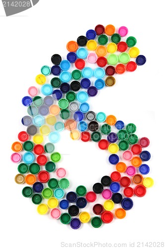 Image of 6 - number from the plastic caps