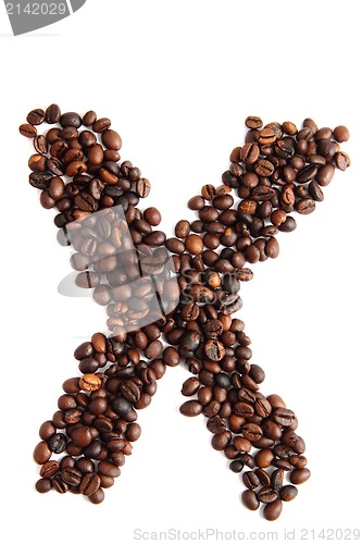 Image of X - alphabet from coffee beans