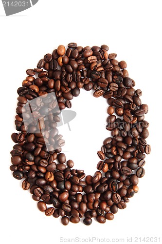 Image of O - alphabet from coffee beans