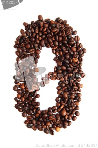 Image of 0 - number from coffee beans