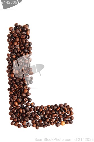 Image of L - alphabet from coffee beans