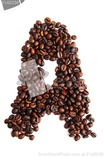 Image of A - alphabet from coffee beans