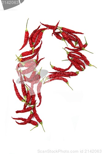 Image of p - alphabet sign from hot chili