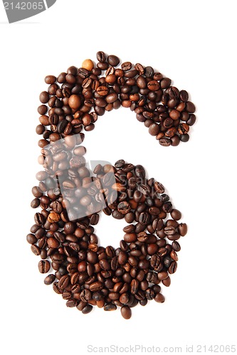 Image of 6 - number from coffee beans