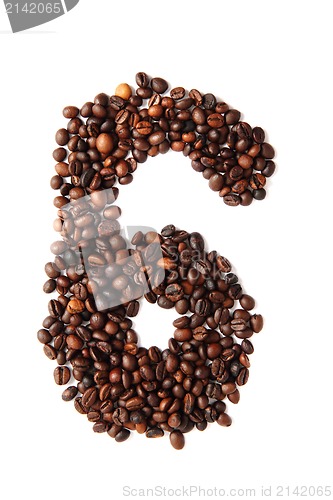 Image of 6 - number from coffee beans