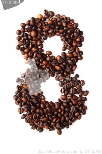 Image of 8 - number from coffee beans