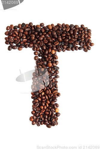 Image of T - alphabet from coffee beans