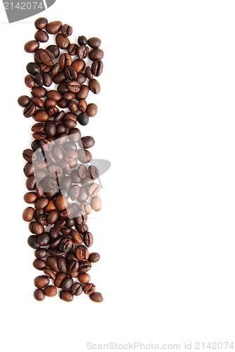 Image of I - alphabet from coffee beans