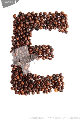 Image of E - alphabet from coffee beans