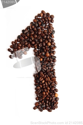 Image of 1 - number from coffee beans