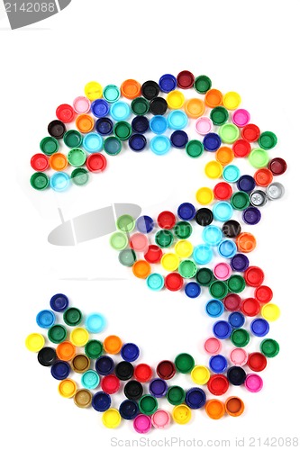 Image of 3 - number from the plastic caps