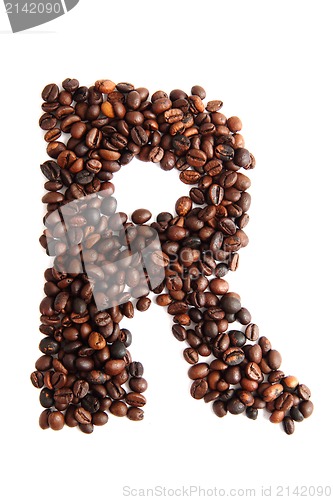 Image of R - alphabet from coffee beans