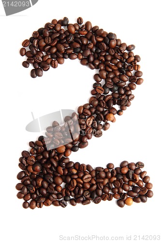 Image of 2 - number from coffee beans