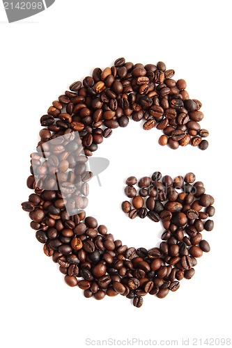 Image of G - alphabet from coffee beans