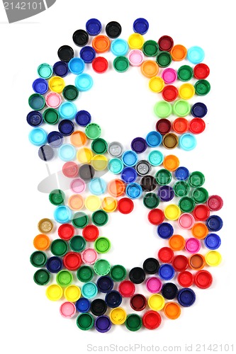 Image of 8 - number from the plastic caps