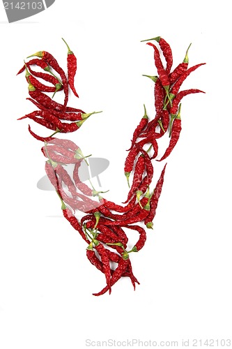 Image of v - alphabet sign from hot chili