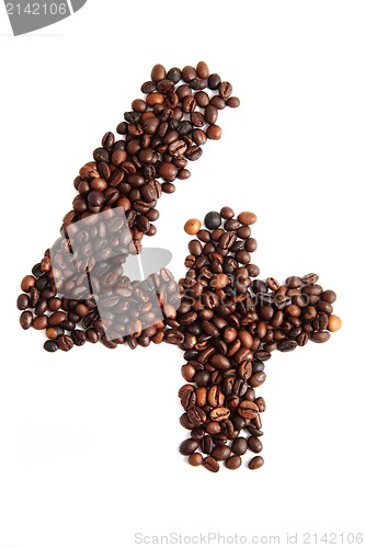 Image of 4 - number from coffee beans