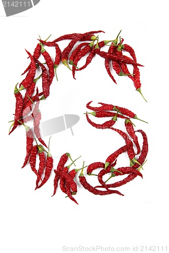 Image of g - alphabet sign from hot chili