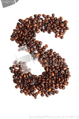 Image of S - alphabet from coffee beans