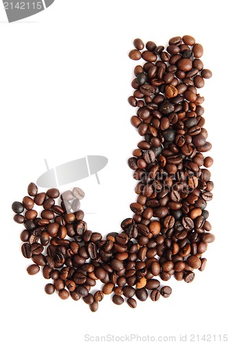 Image of J - alphabet from coffee beans