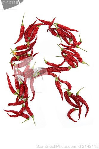 Image of r - alphabet sign from hot chili