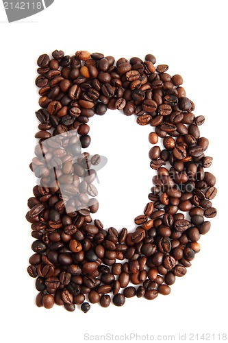 Image of D - alphabet from coffee beans