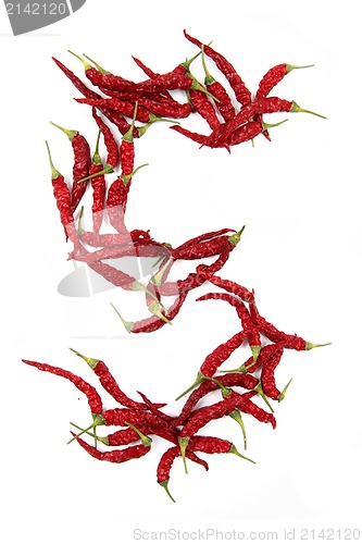 Image of 5 - number from red chili