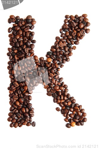 Image of K - alphabet from coffee beans