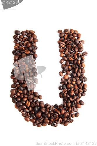 Image of U - alphabet from coffee beans