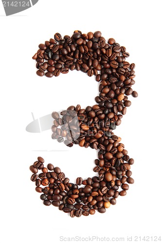 Image of 3 - number from coffee beans