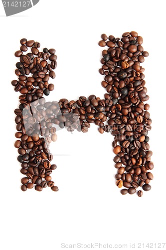 Image of H - alphabet from coffee beans