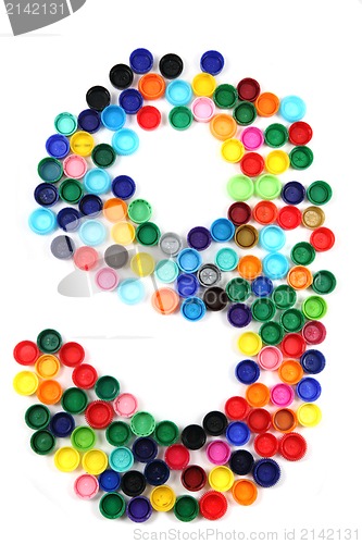 Image of 9 - number from the plastic caps