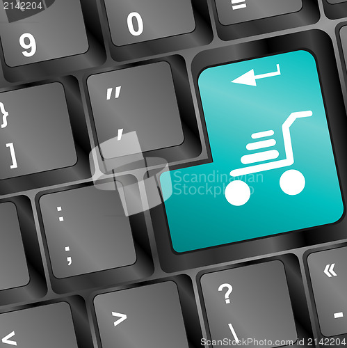 Image of Shopping cart icon on keyboard key