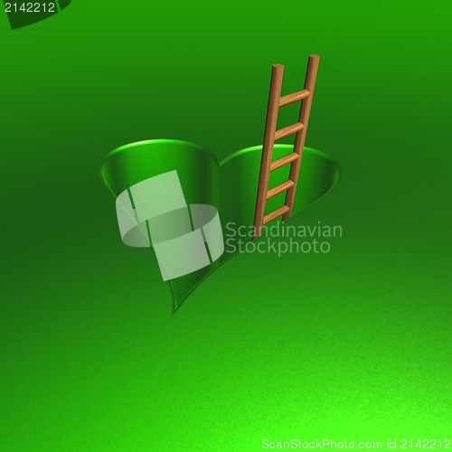 Image of heart-shaped hole and ladder