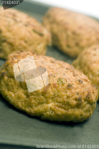 Image of lobster cakes on baking pan