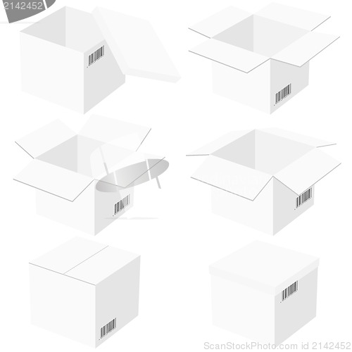 Image of Six boxes, isolated on white background. Vector illustration.
