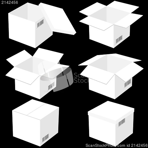 Image of Six boxes, isolated on black background. Vector illustration.