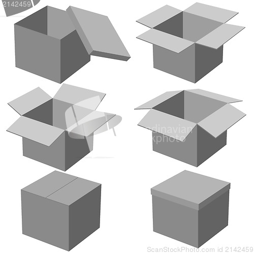 Image of Six boxes, isolated on white background. Vector illustration.