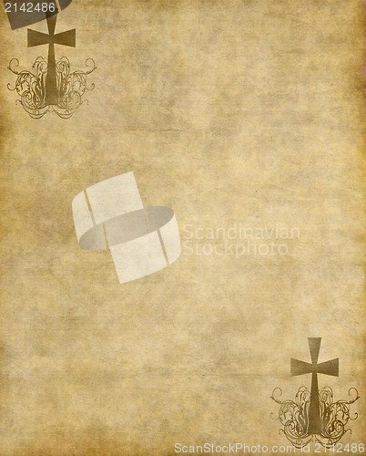 Image of christian cross on old paper