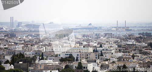 Image of View on Carthage and La Goulette port with cruise ships seen fro