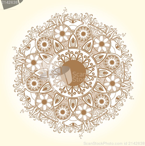 Image of Ornamental round lace pattern.Delicate circle.