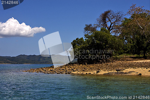 Image of cloudy  lagoon and coastline in madagascar