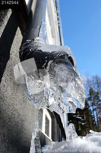 Image of close-up of frozen drainpipe