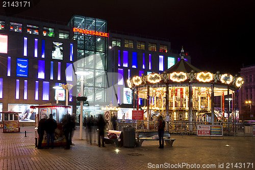 Image of Carousel at night in the square Dnepropetrovsk