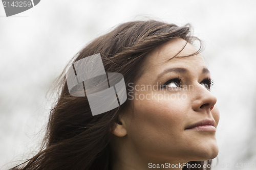 Image of Portrait of Beautiful Young Woman with Brown Hair